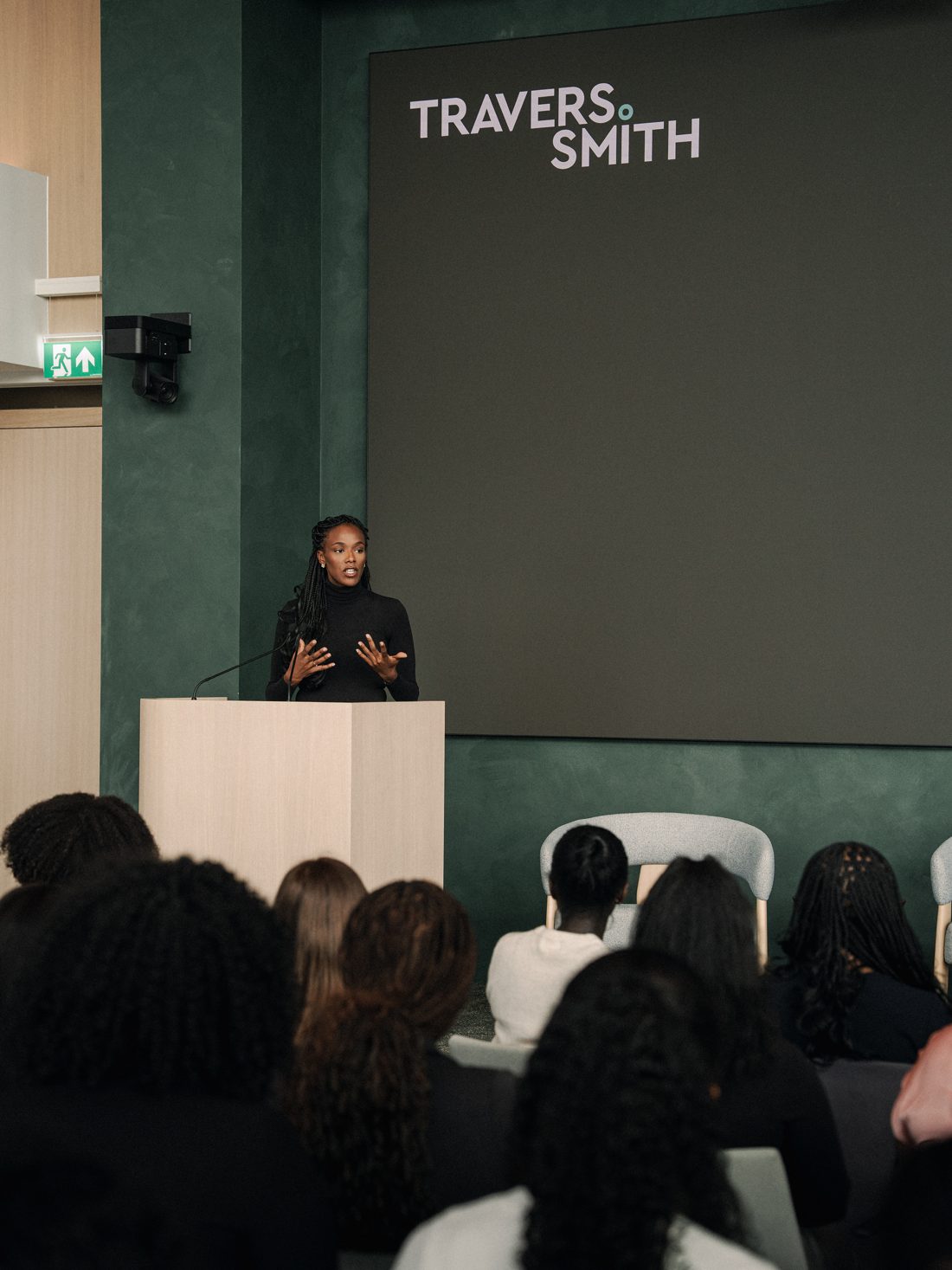 Mariam Jimoh speaking at Travers Smith, London